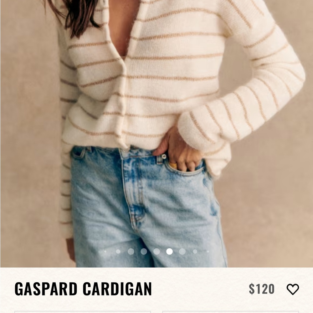 Sezane Gaspard Cardigan Ecru/Gold
